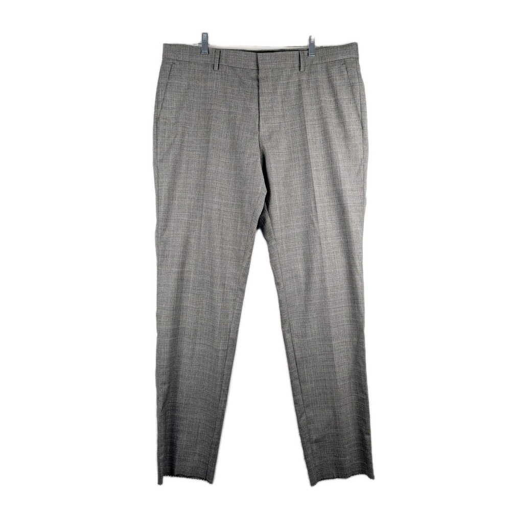 Hugo Boss Mens 46R Light Gray Virgin Wool Dress Pants Unhemmed